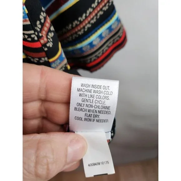 Dana Buchman Multicolor Striped 3/4 Sleeve Popover Blouse Size Medium - Picture 5 of 6